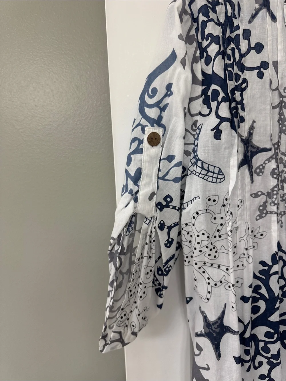 Cub Z collection Navy & Gray Printed Button-Front Swim Coverup